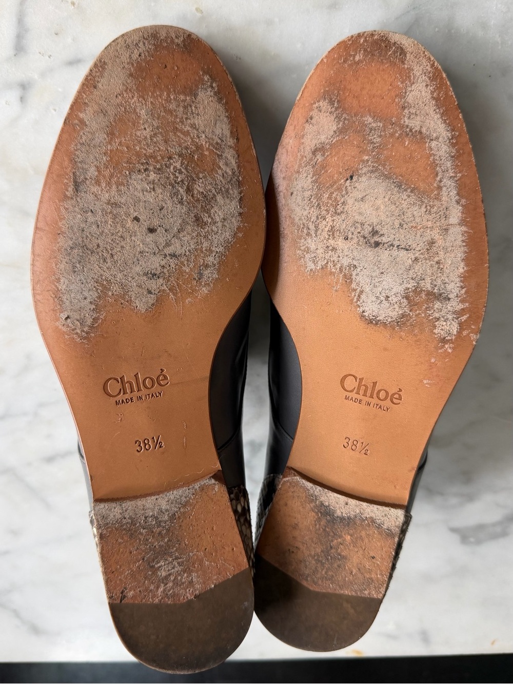 Chloe Men's Gray Leather Oxfords with Tan Laces and Snakeskin Accent - Picture 6 of 6